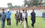 निर्माणाधिन कीर्तिपुर क्रिकेट मैदानको मन्त्री चौधरीले गरे निरीक्षण